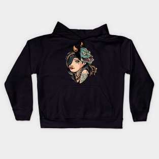 oni girl tattoo Kids Hoodie